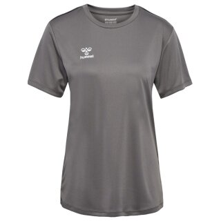 hummel Sport-Shirt hmlESSENTIAL (100% rec. Polyester) Kurzarm dunkelgrau Damen