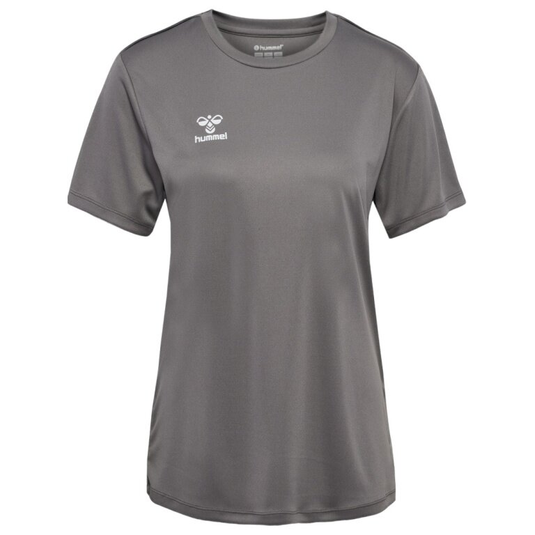hummel Sport-Shirt hmlESSENTIAL (100% rec. Polyester) Kurzarm dunkelgrau Damen