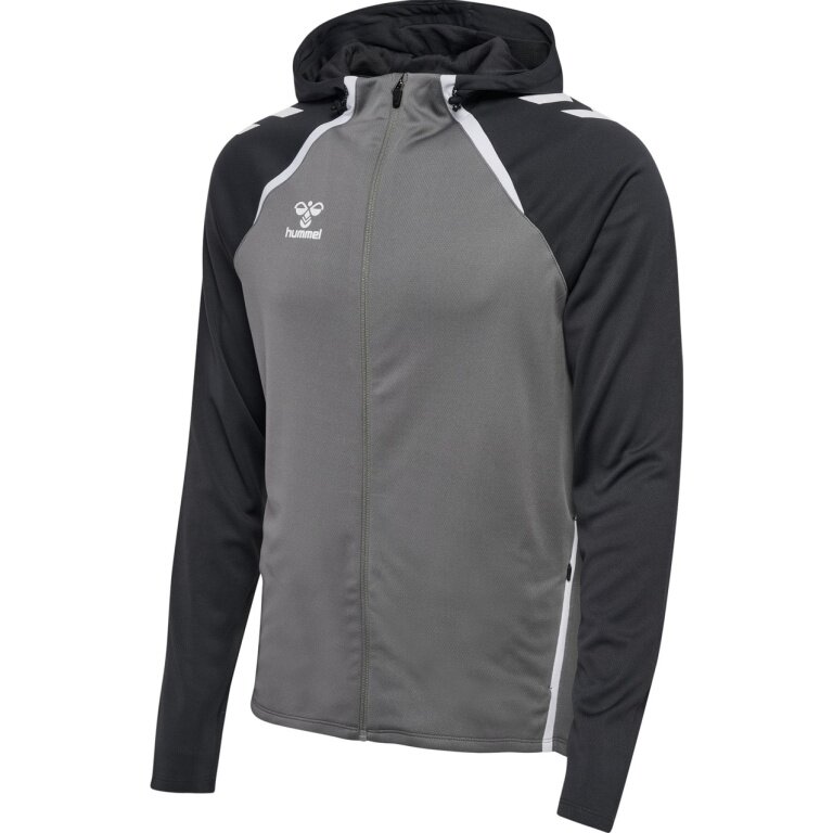 hummel Sport-Trainingsjacke hmlLEAD 2.0 Zip Hoodie (hohe Atmungsaktivität, schnelltrocknend) grau/schwarz Herren