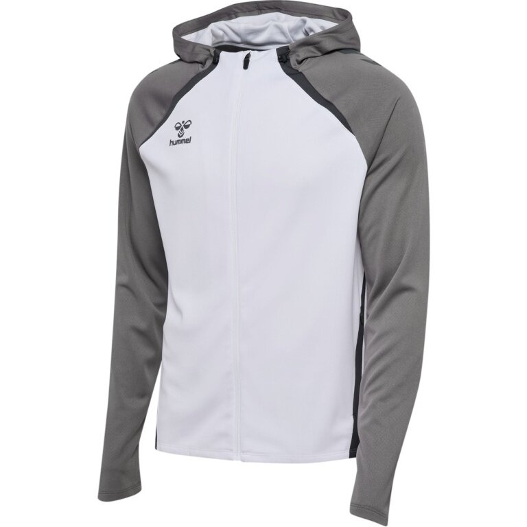 hummel Sport-Trainingsjacke hmlLEAD 2.0 Zip Hoodie (hohe Atmungsaktivität, schnelltrocknend) weiss/grau Herren