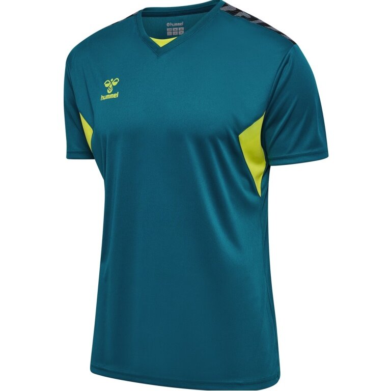 hummel Sport-Tshirt hmlAUTHENTIC Jersey (100% Polyester) Kurzarm coralblau/limegrün Herren