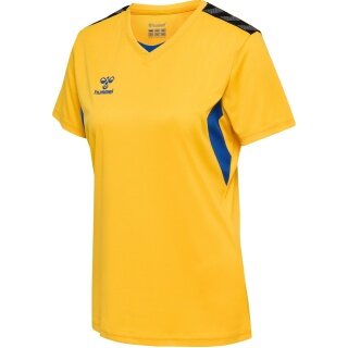 hummel Sport-Shirt hmlAUTHENTIC Jersey (100% Polyester) Kurzarm gelb/blau Damen