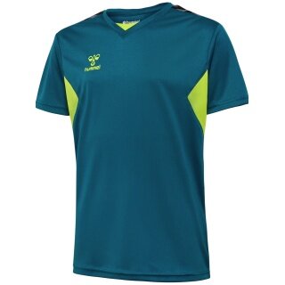 hummel Sport-Tshirt hmlAUTHENTIC Jersey (100% Polyester) Kurzarm coralblau/limegrün Kinder