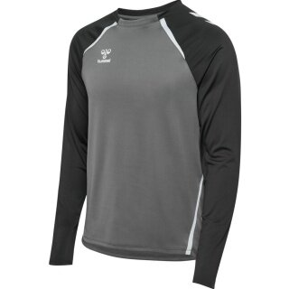 hummel Sport-Langarmshirt hmlLEAD 2.0 Crew Sweat (atmungsaktiv) grau/schwarz Herren