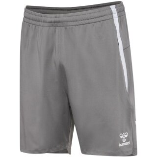 hummel Sporthose hmlLEAD 2.0 Training Shorts (rec. Polyester, mit Reißverschlusstaschen) kurz grau Herren