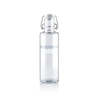 soulbottles Trinkflasche lei(s)tungswasser Glas (Glasflasche, Keramikdeckel, Edelstahlbügel) 600ml transparent