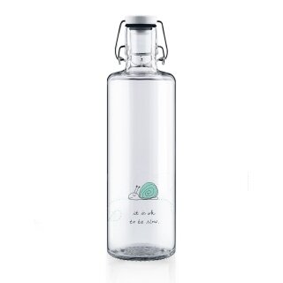 soulbottles Trinkflasche ok to be slow Glas (Glasflasche, Keramikdeckel, Edelstahlbügel) 1 Liter transparent