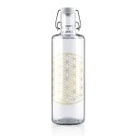 soulbottles Trinkflasche flower of life Glas (Glasflasche, Keramikdeckel, Edelstahlbügel) 1 Liter transparent