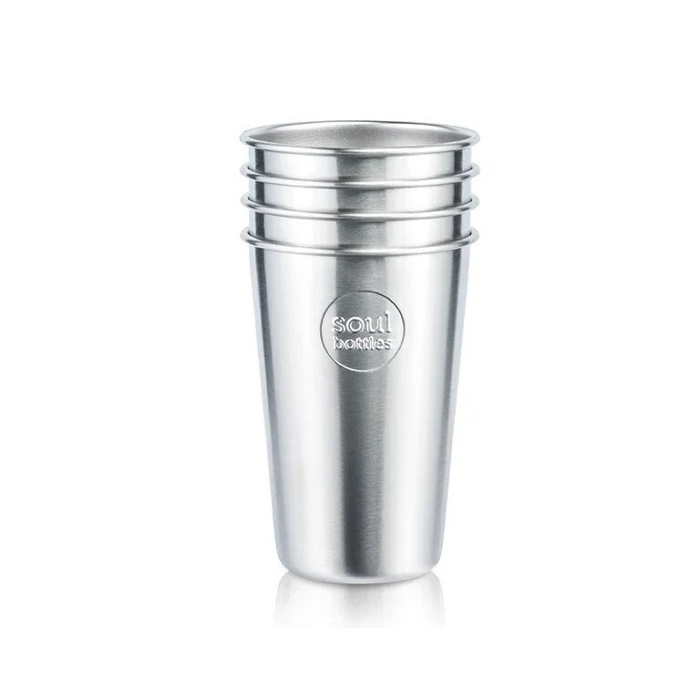 soulbottles Trinkbecher soulcoup steel Plain (Edelstahl) 4x400ml silber