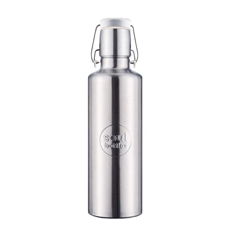 soulbottles Trinkflasche steel insulated Plain (Edelstahl, Edelstahlbügel, Keramikdeckel) 600ml grau