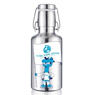 soulbottles Trinkflasche steel light viva alpagua (Edelstahl, Edelstahldeckel, Edelstahlbügel) 500ml grau