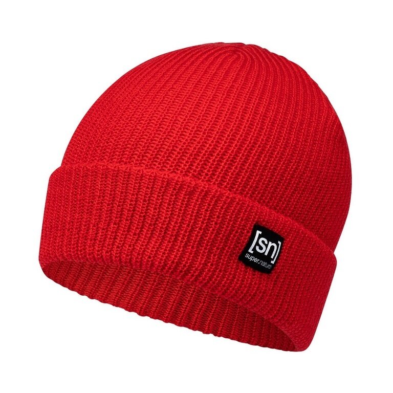 super natural Wintermütze Merino Basic Beanie (Merinowolle, idealer Wärmeschutz) rot - 1 Stück