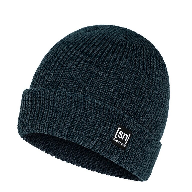 super natural Wintermütze Merino Basic Beanie (Merinowolle, idealer Wärmeschutz) navyblau - 1 Stück