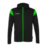 uhlsport Kapuzenjacke Squad 27 Track (Full-Zip) schwarz/grün Kinder